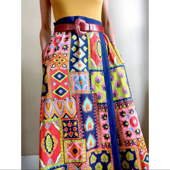 1960s Carrie couture quilted patchwork skirt - Picture 4 of 13